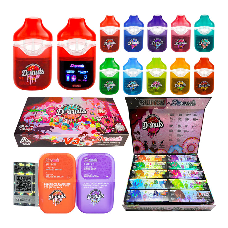 V3 FRYD Donuts 2g Switch Dual Chamber Disposable Vapes (800 Units / Per Lot)