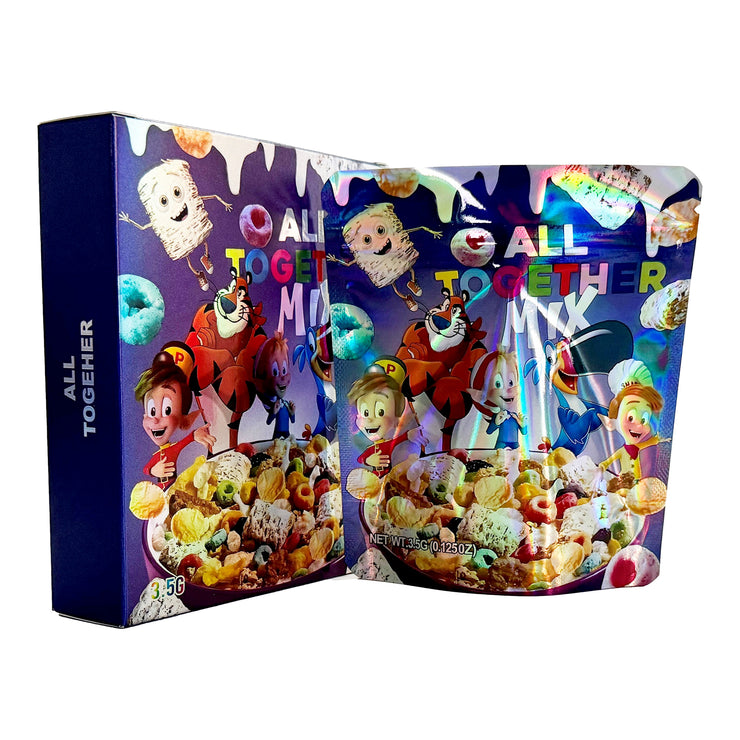All Together Mix  3.5g Holographic Bag with Matching Box Design (500 Units / Per Lot)