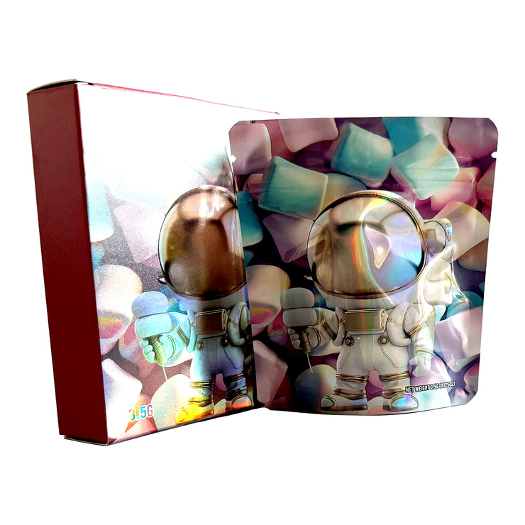 Astronaut Dark Pink Candy 3.5g Holographic Bag with Matching Box Design (500 Units / Per Lot)