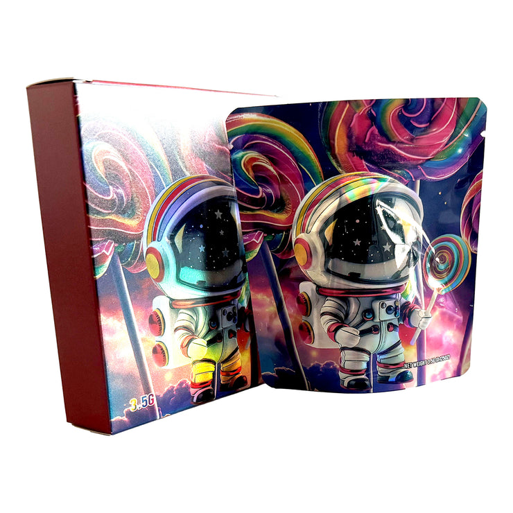 Astronaut Maroon Candy 3.5g Holographic Bag with Matching Box Design (500 Units / Per Lot)