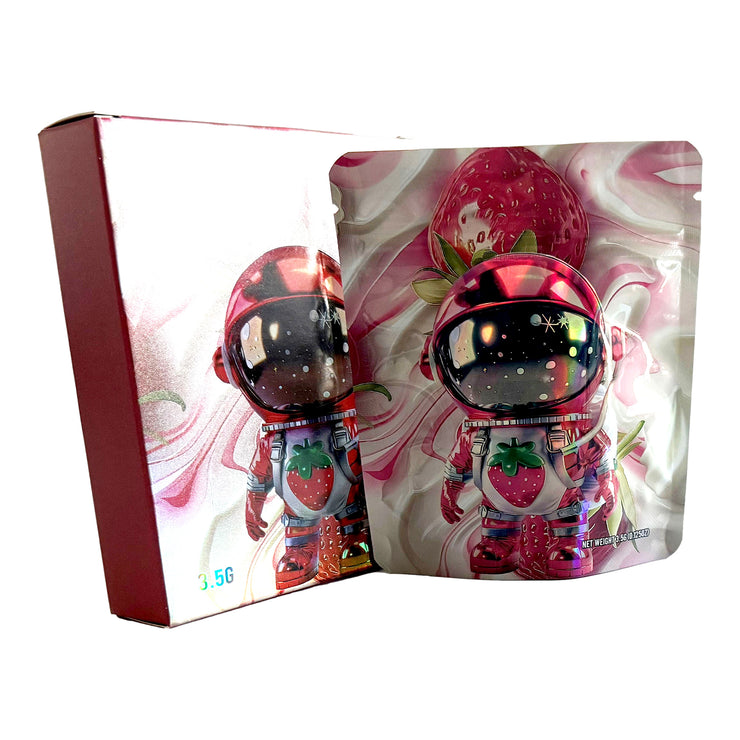 Astronaut Red Candy 3.5g Holographic Bag with Matching Box Design (500 Units / Per Lot)