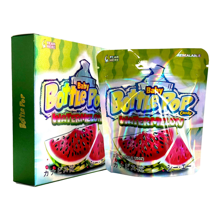 Baby Bottle Pop Candy Watermelon 3.5g Holographic Bag with Matching Box Design (500 Units / Per Lot)