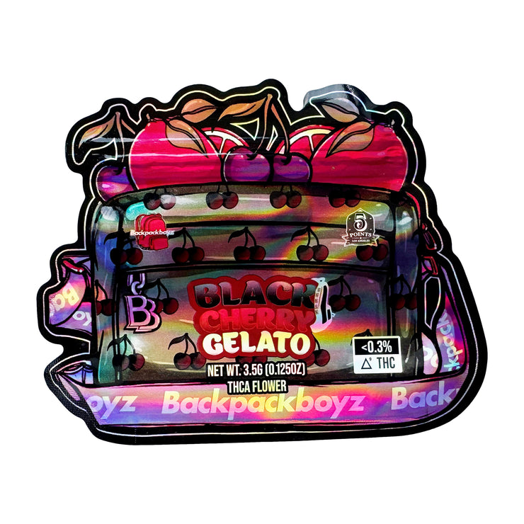 Black Cherry Gelato Back Pack Boyz 3.5g Holographic Die Cut Shape Bag (500 Units / Per Lot)