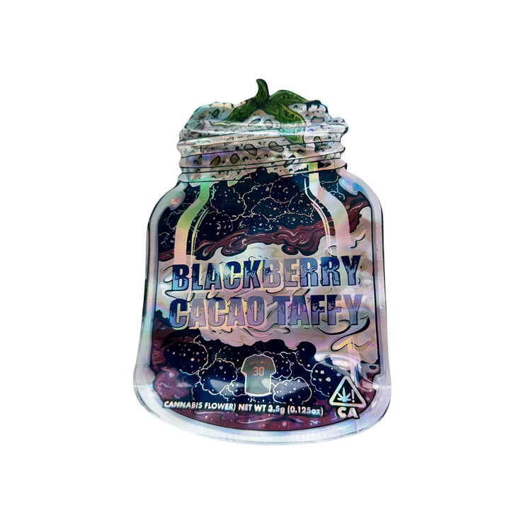Blackberry Cacao Taffy 3.5g Holographic Die Cut Shape Bag (500 Units / Per Lot)