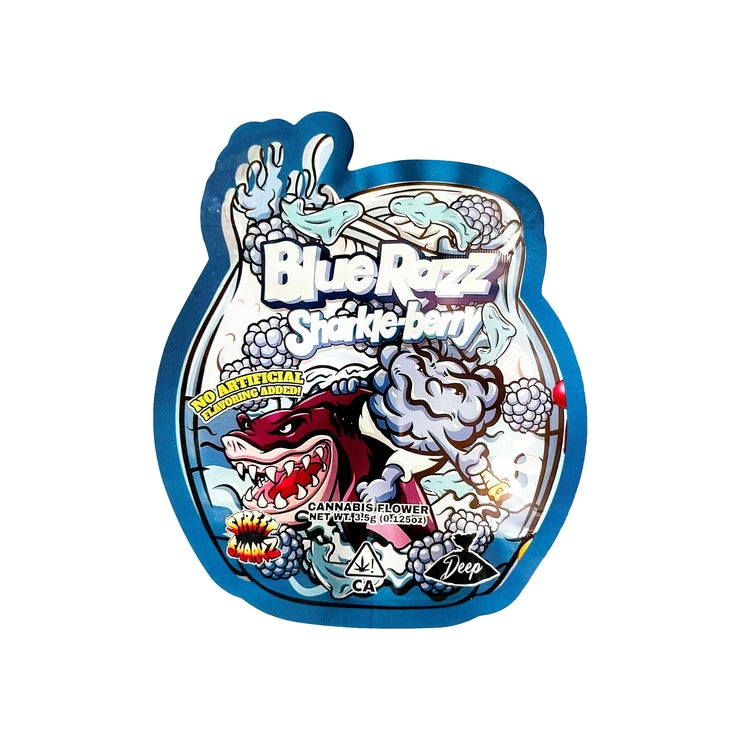 Blue Razz Sharkle Berry 3.5g Holographic Die Cut Shape Bag (500 Units / Per Lot)