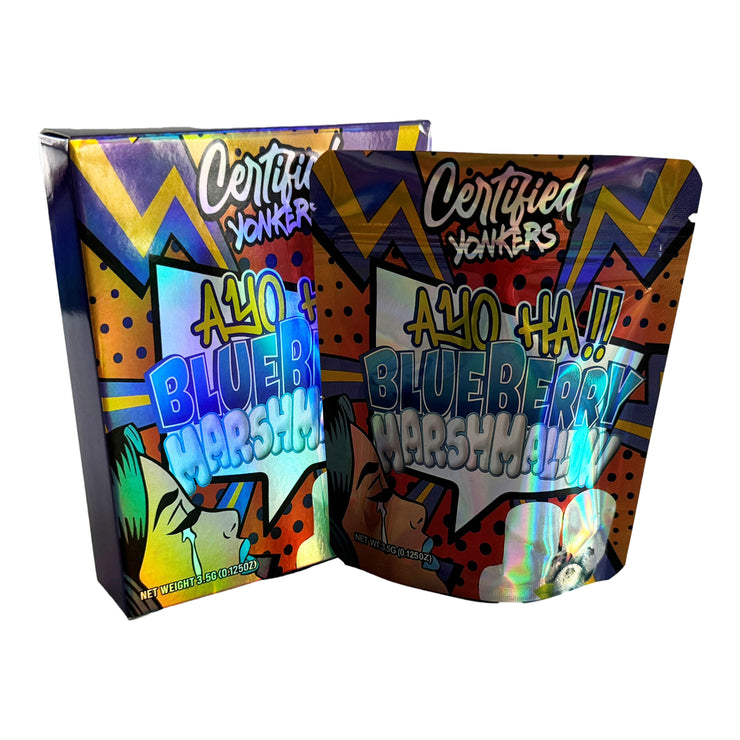 Blueberry Marshmallow 3.5g Holographic Bag with Matching Box Design (500 Units / Per Lot)