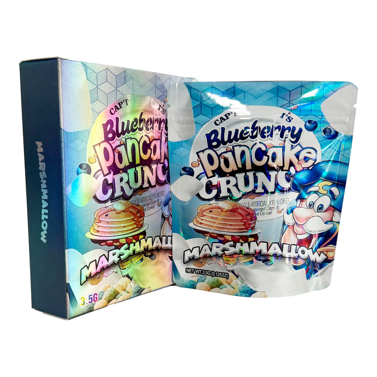 Blueberry Pancake Crunch Marshmallow 3.5g Holographic Bag with Matching Box Design (500 Units / Per Lot)