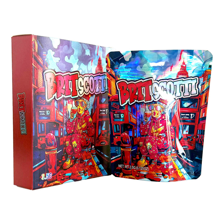 Brit Scottt 3.5g Holographic Bag with Matching Box Design (500 Units / Per Lot)