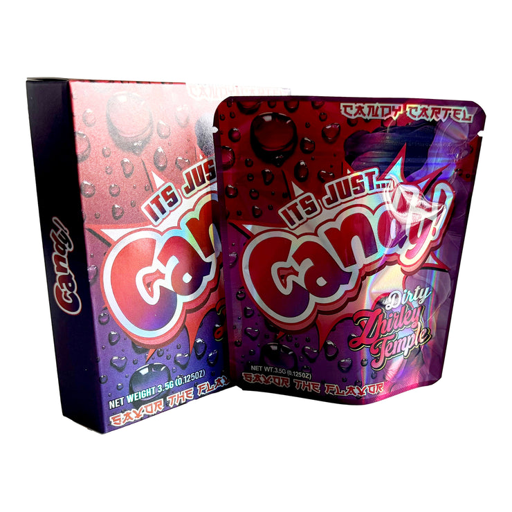 Candy Dirty Shirley Temple 3.5g Holographic Bag with Matching Box Design (500 Units / Per Lot)