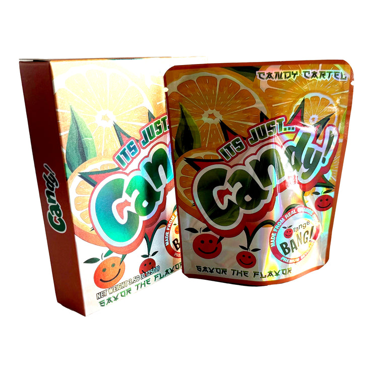 Its Just Candy Orange Bang 3.5g Holographic Bag with Matching Box Design (500 Units / Per Lot)