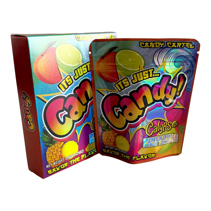 Its Just Candy Pineapple Peach 3.5g Holographic Bag with Matching Box Design (500 Units / Per Lot)
