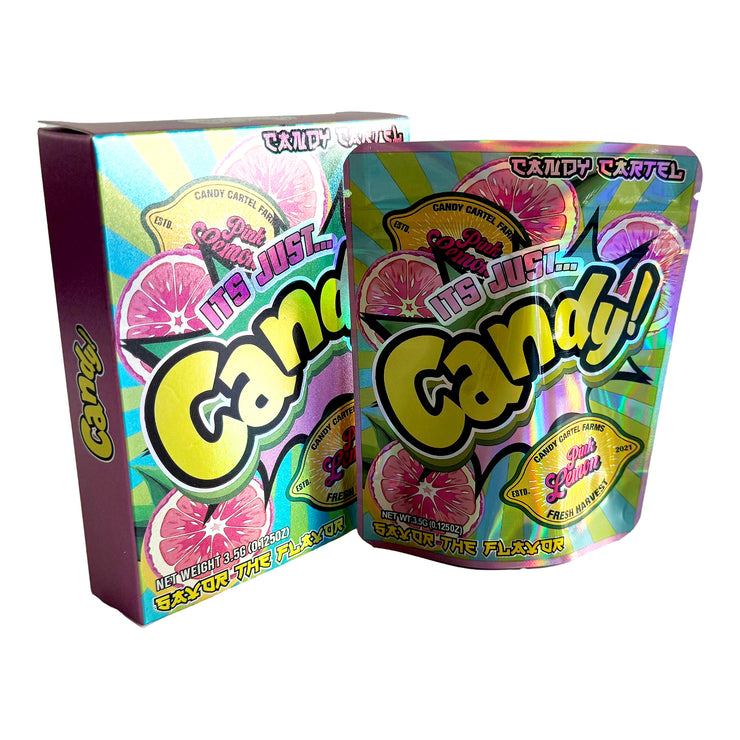 Its Just Candy Pink Lemon 3.5g Holographic Bag with Matching Box Design (500 Units / Per Lot)