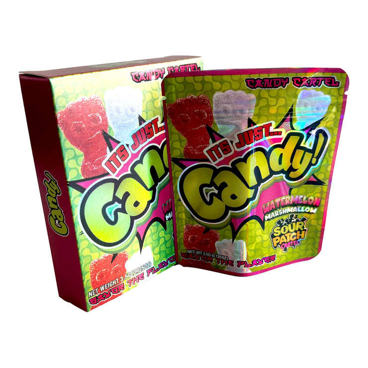 Its Just Candy Watermelon Marshmallow 3.5g Holographic Bag with Matching Box Design (500 Units / Per Lot)