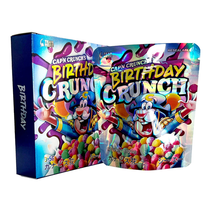 Capn Crunch's Birthday Crunch 3.5g Holographic Bag with Matching Box Design (500 Units / Per Lot)