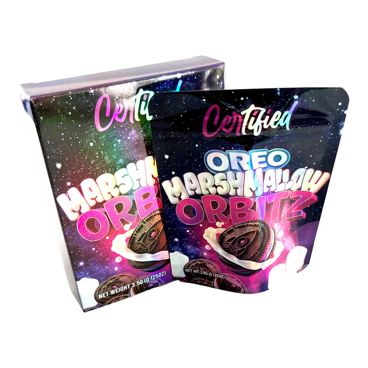 Certified Oreo Marshmallow Orbitz 3.5g Holographic Bag with Matching Box Design (500 Units / Per Lot)