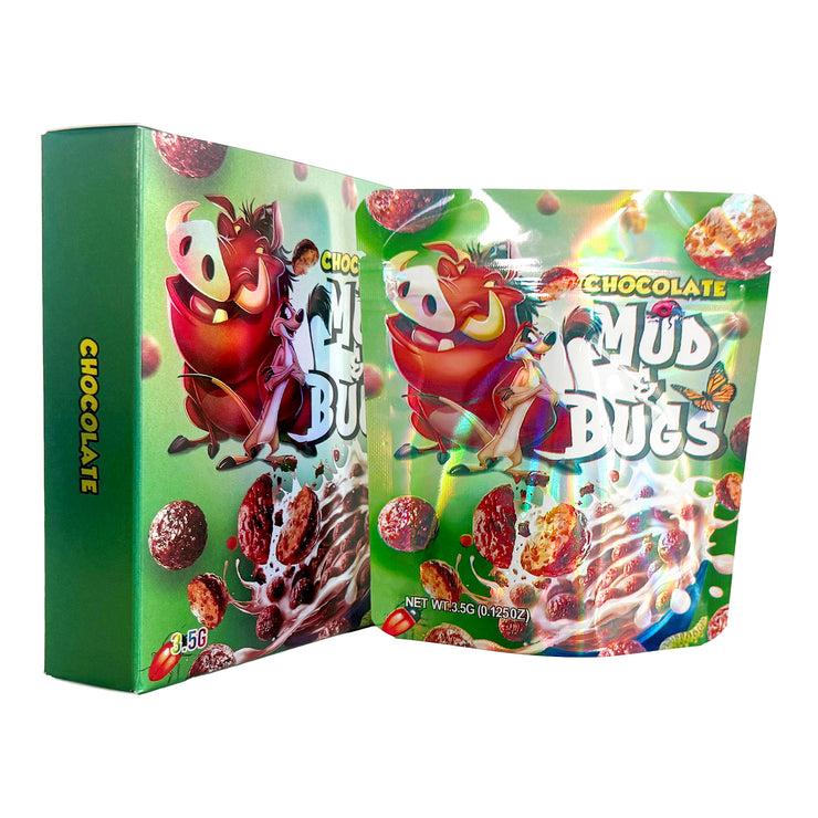 Chocolate Mud Bugs 3.5g Holographic Bag with Matching Box Design (500 Units / Per Lot)
