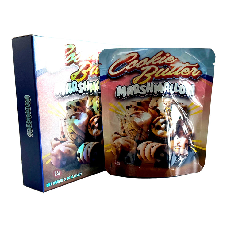 Cookie Butter Marshmallow 3.5g Holographic Bag with Matching Box Design (500 Units / Per Lot)