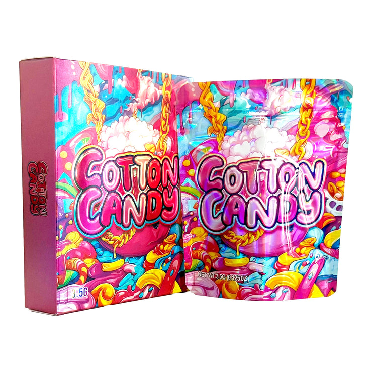 Cotton Candy 3.5g Holographic Bag with Matching Box Design (500 Units / Per Lot)
