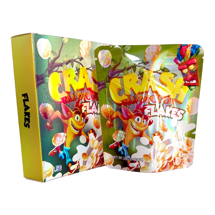 Crash Bandicoot Flakes 3.5g Holographic Bag with Matching Box Design (500 Units / Per Lot)