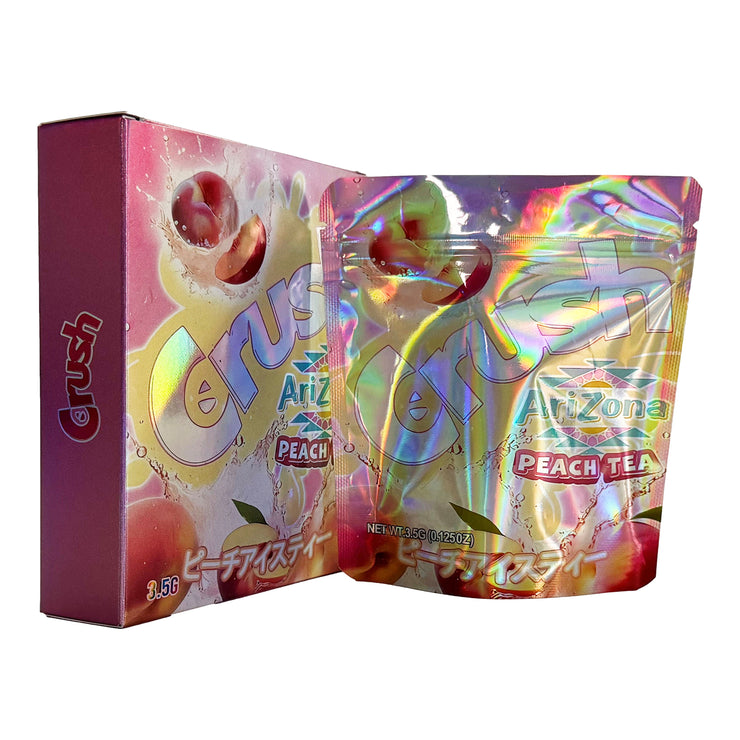 Crush Arizona Peach Tea 3.5g Holographic Bag with Matching Box Design (500 Units / Per Lot)