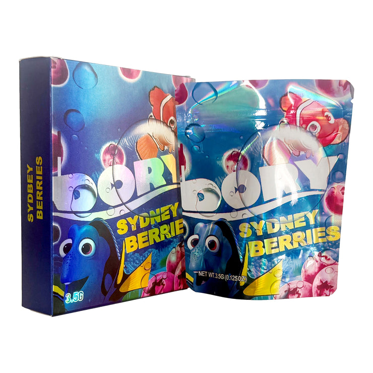 Dory Sydney Berries 3.5g Holographic Bag with Matching Box Design (500 Units / Per Lot)
