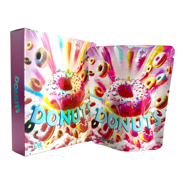 Donut 3.5g Holographic Bag with Matching Box Design (500 Units / Per Lot)