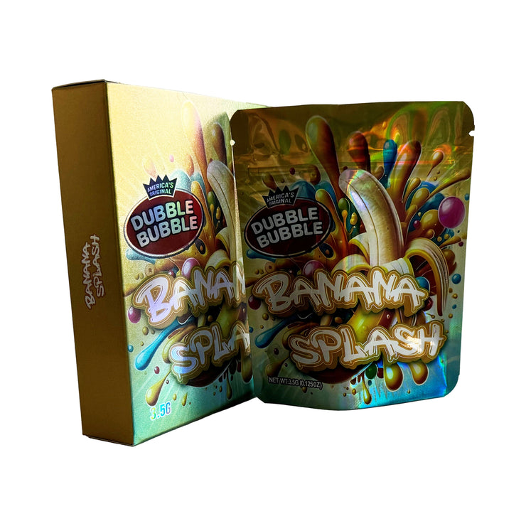 Dubble Bubble Banana Splash 3.5g Holographic Bag with Matching Box Design (500 Units / Per Lot)