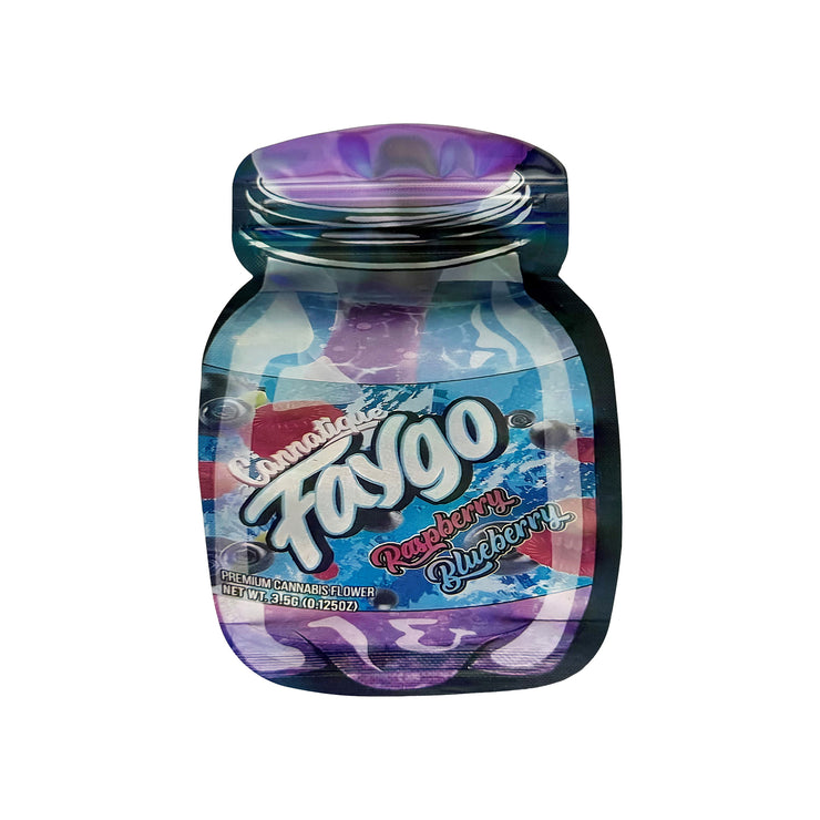 Faygo Raspberry Blueberry 3.5g Holographic Die Cut Shape Bag (500 Units / Per Lot)