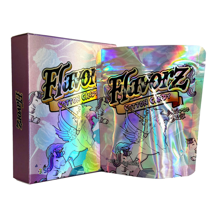 Flavorz Cotton Candy 3.5g Holographic Bag with Matching Box Design (500 Units / Per Lot)