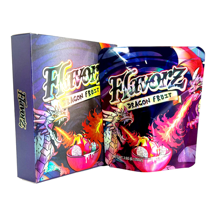 Flavorz Dragon Fruit 3.5g Holographic Bag with Matching Box Design (500 Units / Per Lot)