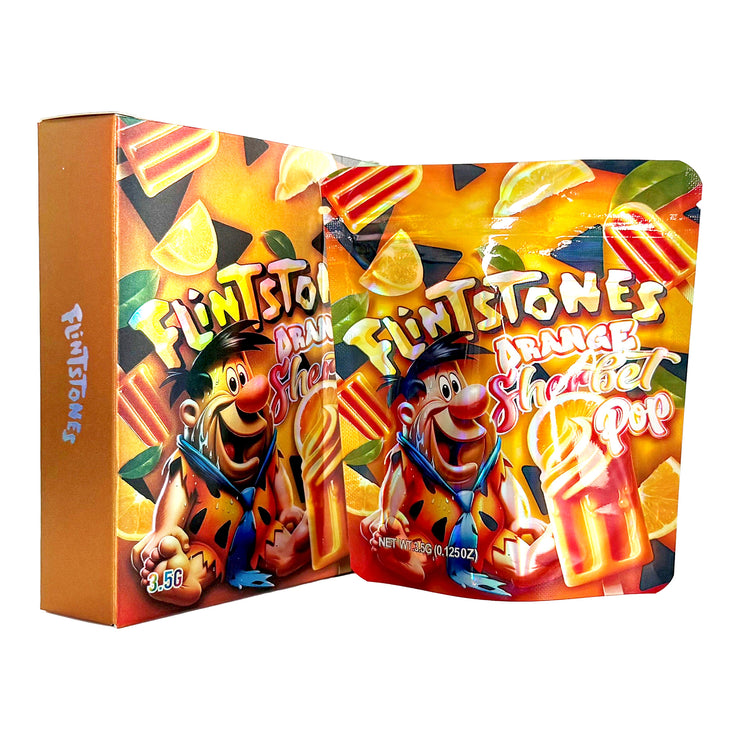 Flintstones Shorbet Pop 3.5g Holographic Bag with Matching Box Design (500 Units / Per Lot)