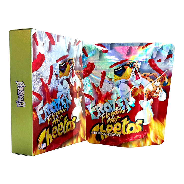 Frozen Flamin Hot Cheetos 3.5g Holographic Bag with Matching Box Design (500 Units / Per Lot)
