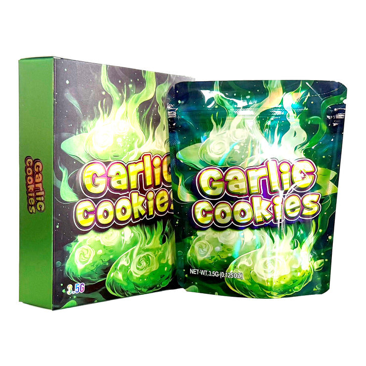 Garlic Cookies 3.5g Holographic Bag with Matching Box Design (500 Units / Per Lot)