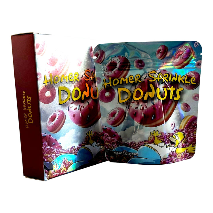 Homer Sprinkle Donuts 3.5g Holographic Bag with Matching Box Design (500 Units / Per Lot)