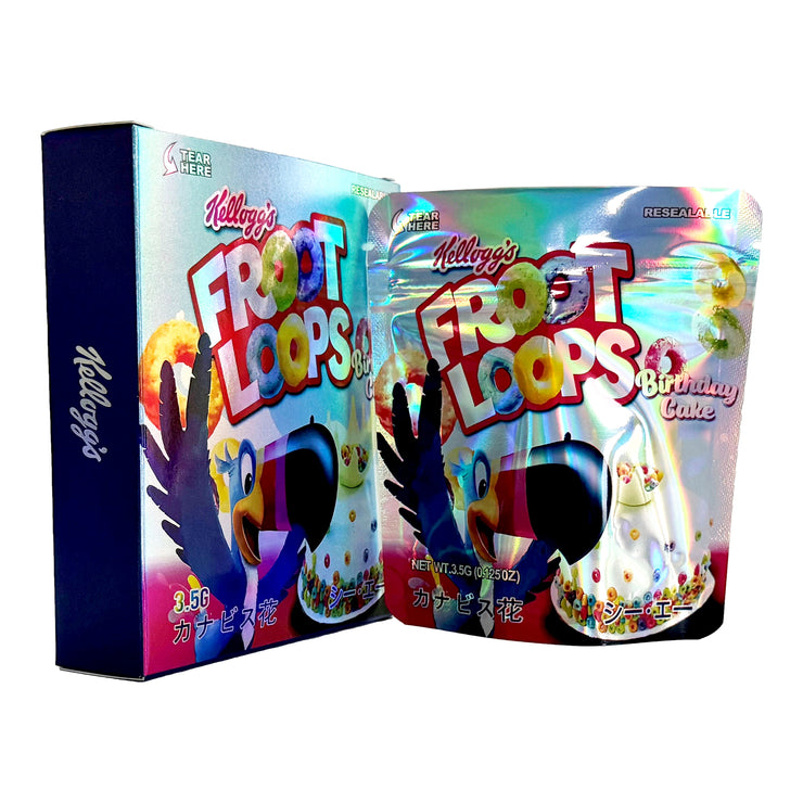 Kellogg's Froot Loops 3.5g Holographic Bag with Matching Box Design (500 Units / Per Lot)