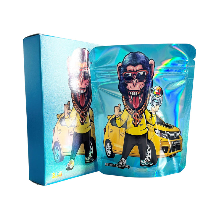 King Monkey 3.5g Holographic Bag with Matching Box Design (500 Units / Per Lot)