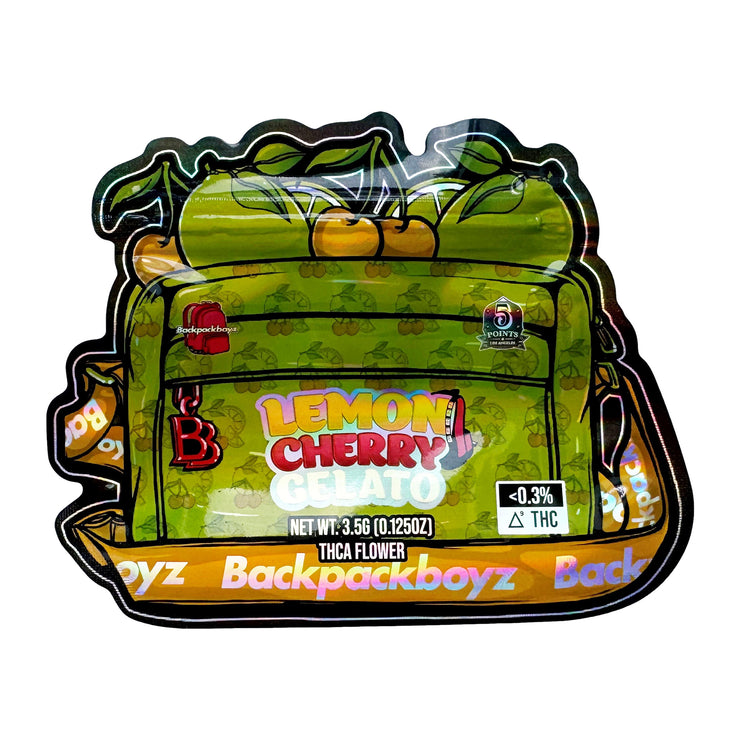 Lemon Cherry Gelato Back Pack Boyz 3.5g Holographic Die Cut Shape Bag (500 Units / Per Lot)
