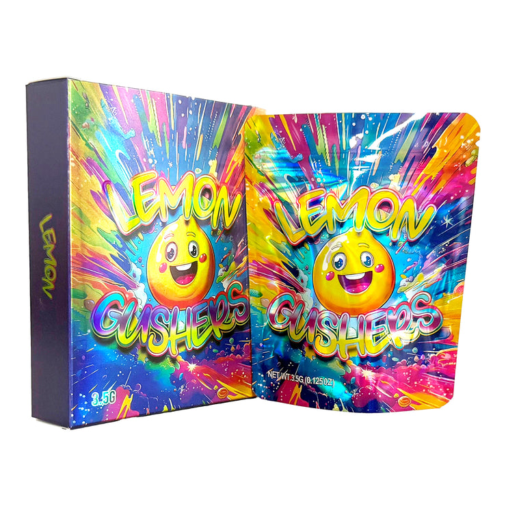 Lemon Gushers 3.5g Holographic Bag with Matching Box Design (500 Units / Per Lot)