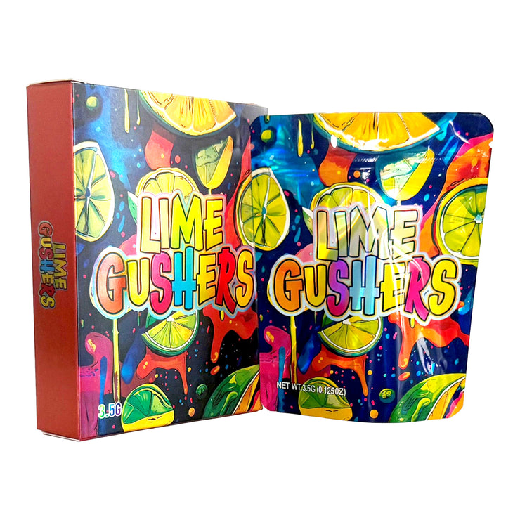 Lime Gushers 3.5g Holographic Bag with Matching Box Design (500 Units / Per Lot)