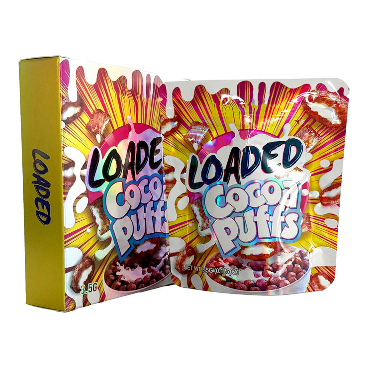 Loaded Cocoa Puffs 3.5g Holographic Bag with Matching Box Design (500 Units / Per Lot)