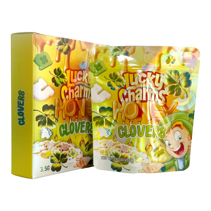 Lucky Charms Honey Clovers 3.5g Holographic Bag with Matching Box Design (500 Units / Per Lot)