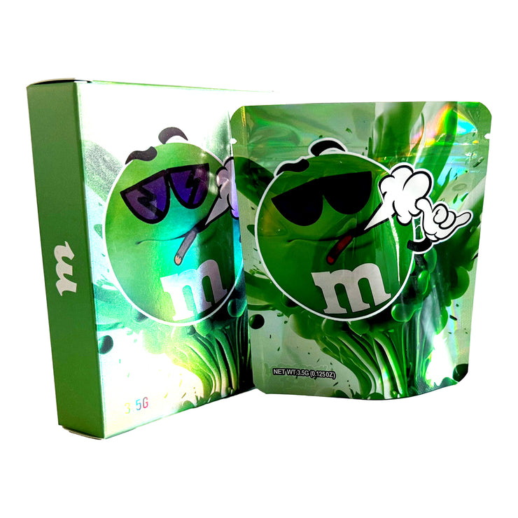 M 3.5g Holographic Bag with Matching Box Design (500 Units / Per Lot)
