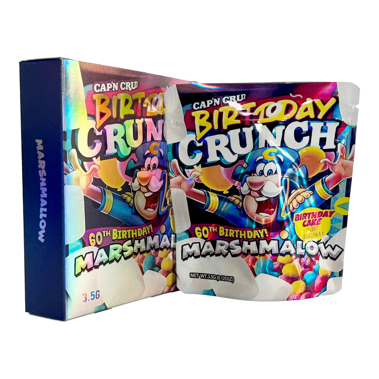 Marshmallow Birtdday Crunch 3.5g Holographic Bag with Matching Box Design (500 Units / Per Lot)