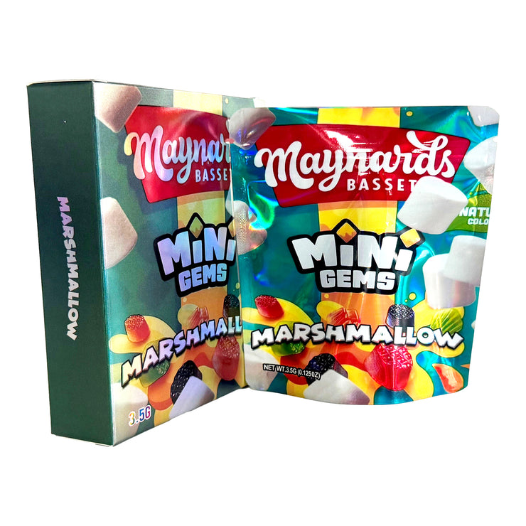 Maynards Marshmellow Mini gems 3.5g Holographic Bag with Matching Box Design (500 Units / Per Lot)