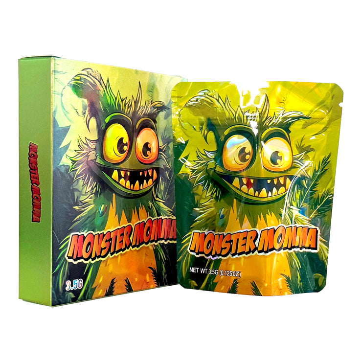 Monster Momma 3.5g Holographic Bag with Matching Box Design (500 Units / Per Lot)