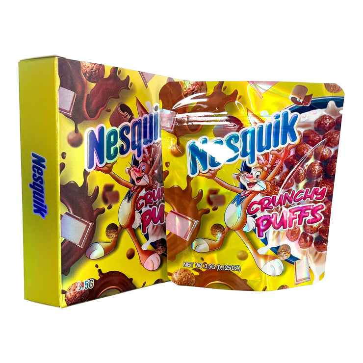 Nesquick Crunchy Puffs 3.5g Holographic Bag with Matching Box Design (500 Units / Per Lot)