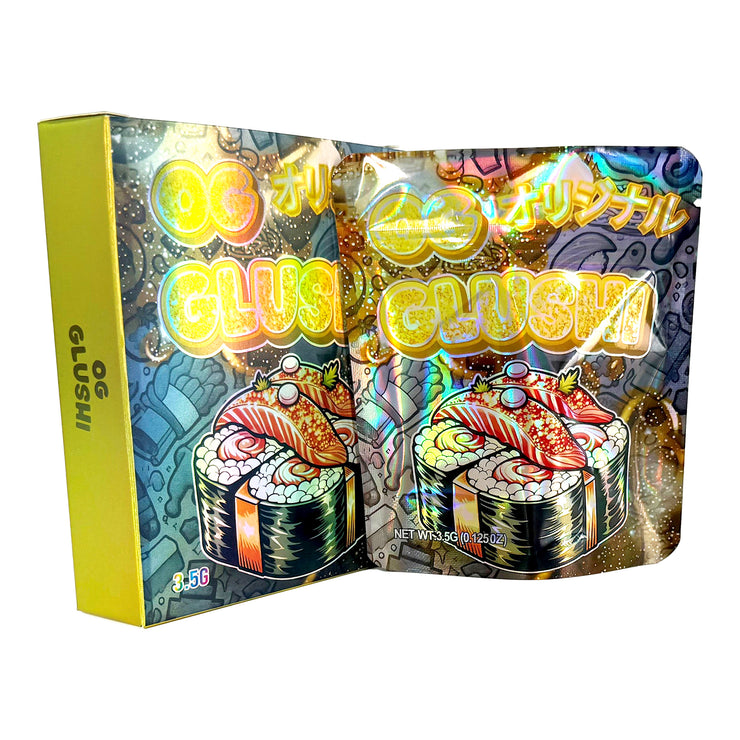 Red Glushi 3.5g Holographic Bag with Matching Box Design (500 Units / Per Lot)