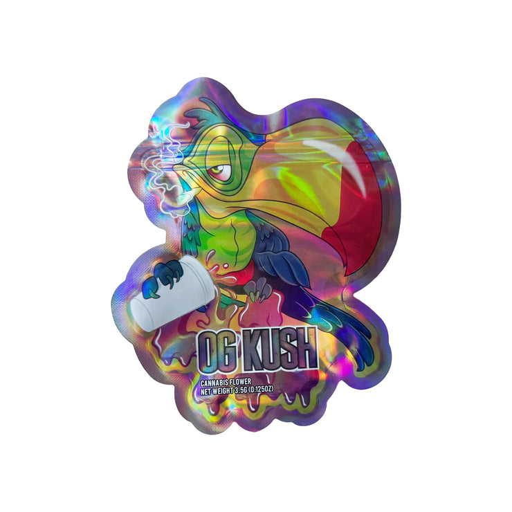 Og Kush 3.5g Holographic Die Cut Shape Bag (500 Units / Per Lot)