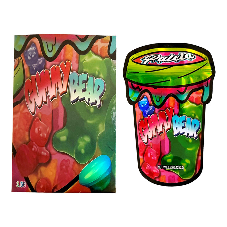 Paleta Gummy Bear 3.5g Holographic Bag with Matching Box Design (500 Units / Per Lot)