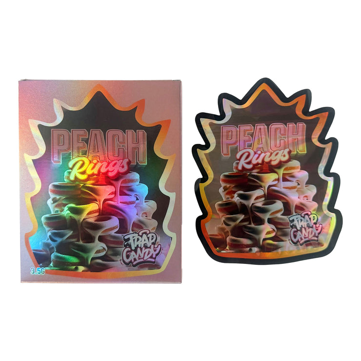 Peach Rings 3.5g Holographic Bag with Matching Box Design (500 Units / Per Lot)